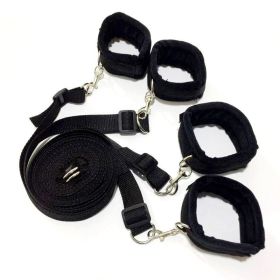 1 Set Of BDSMS Bed Restraints Kit; Wrist Leg Restraint System Hand & Ankle Cuff Bed Restraints Sex Bondage Position Support Sling Sex Play (Color: black)